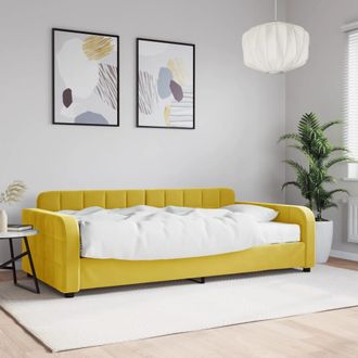 vidaXL Sof&aacute; Cama Con Colch&oacute;n Terciopelo Amarillo 100x200 Cm Vidaxl