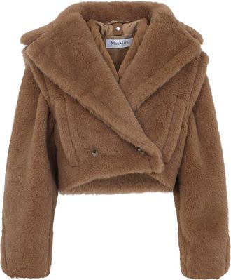 Max Mara Camel Brown Camelwool Santos Teddy Short Vest-Donna