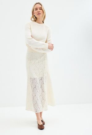 Contemporaine Womens Flared lace skirt