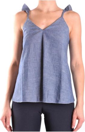 Dondup Sleeveless Top - Dames - Tops zonder mouwen - Blauw - S - Katoen - Tops