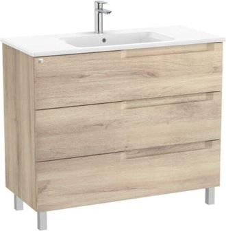 Roca Roca - Pack Unik Mueble De 3 Cajones + Lavabo En El Centro Aleyda Color: Beige Madera - Medidas: 1005x460x740 Mm