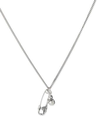 Emanuele Bicocchi safety pin pearl-pendant necklace - unisex - Freshwater Pearl/Sterling Silver - One Size