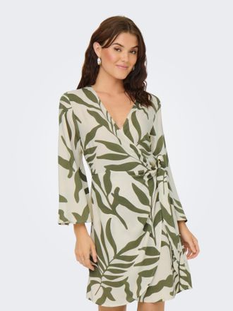 Jacqueline de Yong Wickelkleid JDY JDYSEZEN LIFE 7/8 SHORT DRESS WVN DIA, Damen, Gr. XS, N-Gr, gr&uuml;n (sandshell aop:deep lichen gr&uuml;n), Web, Obermaterial: 100% Viskose, be