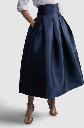 Karen Millen Twill Woven Prom Midi Skirt in Navy at Nordstrom, Size 12
