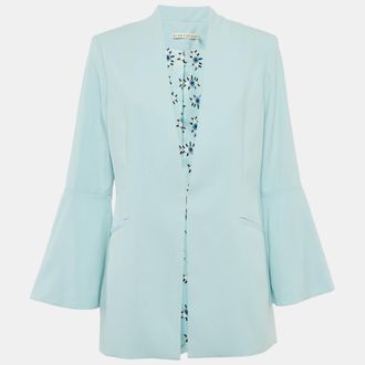 Alice & Olivia Alice + Olivia Light Blue Crepe Open Front Tailored Blazer