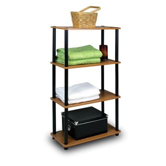 Furinno Turn-N-Tube 4-Tier Multipurpose Shelf Display Rack, Light Cherry/Black