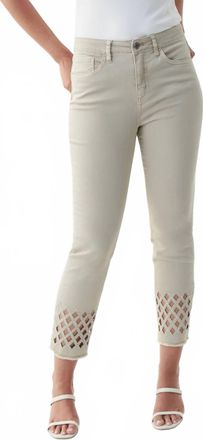Joseph Ribkoff Larisa Lattice Sparkle Crop Jean In Tan