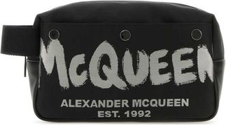 Alexander McQueen Black Fabric Mcqueen Graffiti Beauty Case