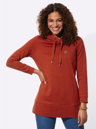 Casual Looks Longsweatshirt CASUAL LOOKS, Damen, Gr. 36, rot (rostrot), 100% Baumwolle, unifarben, Sweatshirts Longsweatshirt