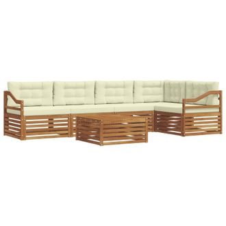 vidaXL Conjunto De Sof&aacute;s De Exterior Con Coj&iacute;n 6 Pcs Natural Y Crema Vidaxl