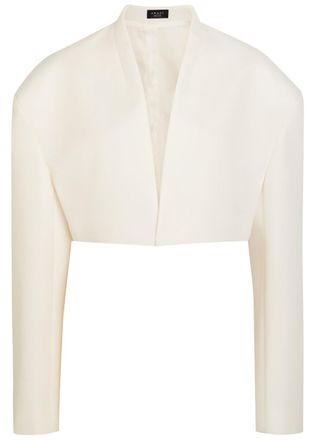 A.W.A.K.E Mode Cropped Woven Tuxedo Jacket - White - S (UK8-10 / S)