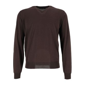 FILIPPO DE LAURENTIIS Scollo V ML Gebreid - Heren - Truien - Bruin - Maat: M Wol