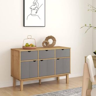 Berkfield Home Sideboard OTTA Brown & Grey 114x43x73.5 cm Solid Wood Pine