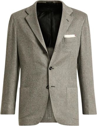 Kiton Luxe Cashmere Vicu&ntilde;a Blazer - Heren - Blazers - Grijs - 3XL - Wol - Jassen