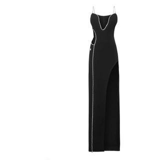 Philipp Plein Lange Jurk met Kristallen - Dames - Avondkleed - Zwart - XS - Kleedjes