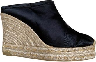 Paul Smith Black Silk Jute Wedge Mules Size 37