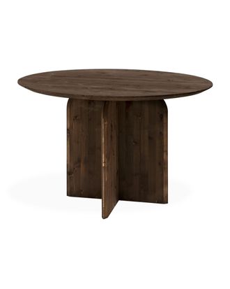 Deco Wood Mesa de comedor redonda de madera maciza en tono nogal de 110x75,2cm