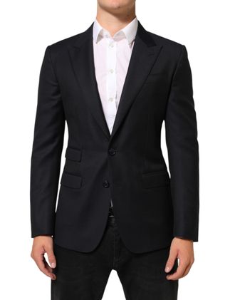 Dolce & Gabbana Black Wool NAPOLI 2 Button Men Suit Mens Blazer