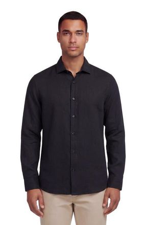 Lords of Harlech Linen Long Sleeve Shirt in Black at Nordstrom, Size Medium