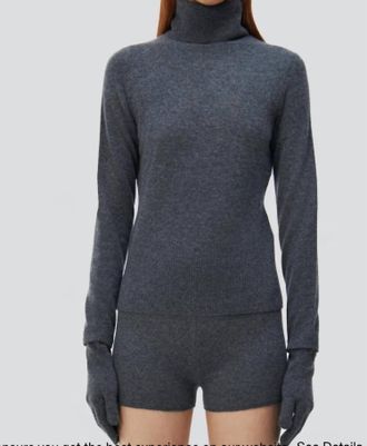 SIMKHAI Dita Gloved Turtleneck Sweater In Charcoal