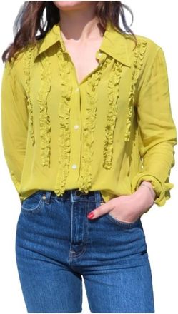 Mason's Gerimpelde Viscose Blouse - Dames - Overhemden - Groen - XS - Overhemden