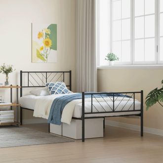 vidaXL Estructura Cama Sin Colch&oacute;n Con Estribo Metal Negro 107x203 Cm Vidaxl