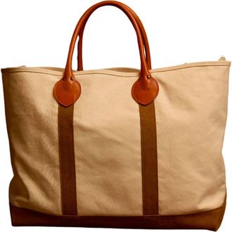 Fortela Port Canvas Bag with Leather Handles in Off White at Nordstrom