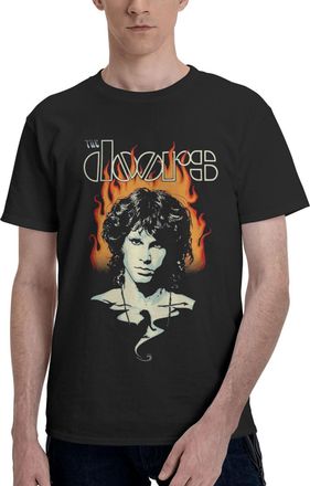 Generic Mens Door Band Comfortable Short-Sleeved Shirts Hard-Wearing and Fashion-Forward Tops Loungewear and Athletic Shirts Black M