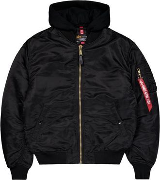 Alpha Industries Alpha Industries Mens MA-1 Zip Hood Back Embroidery Bomber Jacket - Black - Size Medium