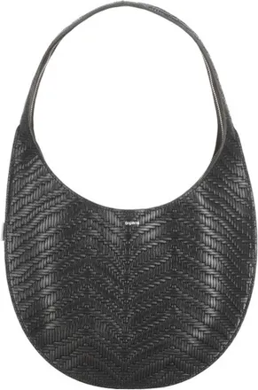 Coperni Medium Crescent-Shaped Leather Shoulder Bag with Woven Pattern