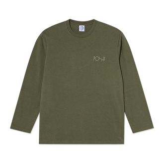 Polar Skate Co. Tops, Heren, Groen, L, Katoen, Regular-fit Longsleeve T-shirt