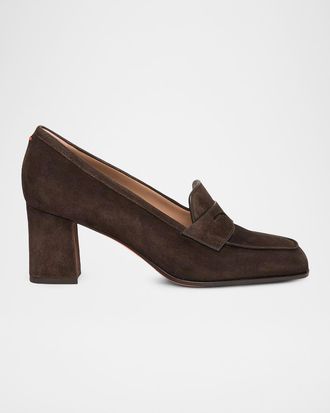 Santoni 65mm Suede Penny Loafers