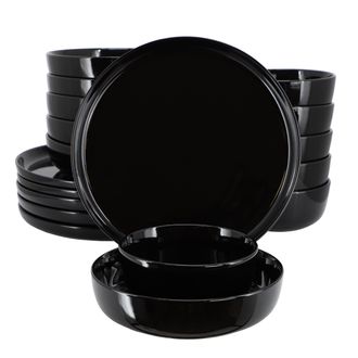 Elama Duncan 18 Piece Porcelain Dinnerware Set in Black