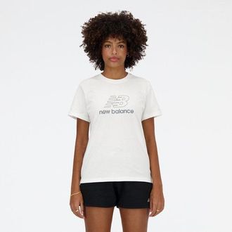 New Balance Donna Sport Jersey Graphic T-Shirt in Bianca, Jersey di Cotone, Taglia XL