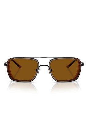 Emporio Armani 54mm Square Sunglasses in Matte Black /Dark Bronze at Nordstrom