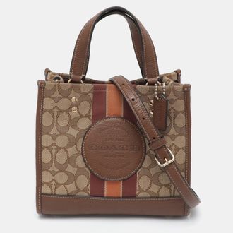 Coach Dempsey Brown Signature Canvas And Leather Tote