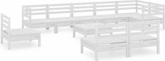 vidaXL Juego De Muebles De Jard&iacute;n 10 Piezas Madera Maciza Pino Blanco Vidaxl