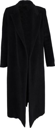 Toteme Midi Open Coat in Black Wool