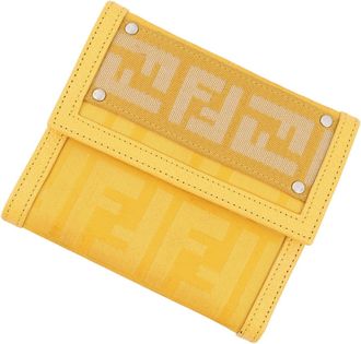 Fendi Zucca Yellow Nylon Canvas Leather Wallet (Tri-Fold) (Pre-Owned)