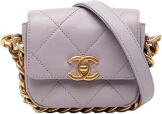Chanel Pre-owned Mini Flap - Dames - Vintage Mini Tas - Paars - ONE Size - Leer - Vintage