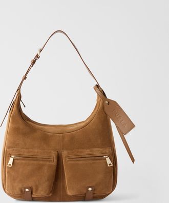 Furla Lynette Borsa A Spalla L Toni Cognac Marrone Camoscio Donna