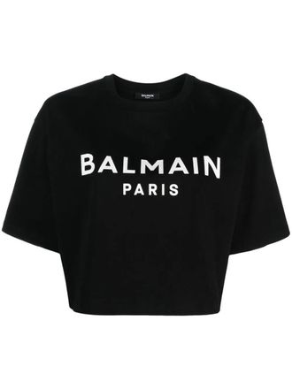 Balmain Cropped T-Shirt With Print