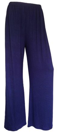 Generic Plus Size Womens Plain Palazzo Wide Leg Flared Ladies Trousers Pants - Navy Blue - 16-18