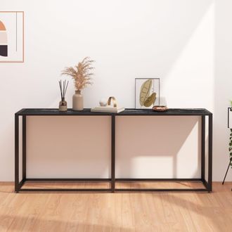 vidaXL Vidaxl - Mesa Consola Vidrio Templado M&aacute;rmol Negro 180x35x75,5 Cm