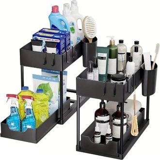 OEM Cesto Deslizante - Almacenamiento De Cocina - Hierro Galvanizado - Ajustable En Ancho - Para Armarios Y Cajones - 40 X 21,5 X 36 Cm - 1 Unidad