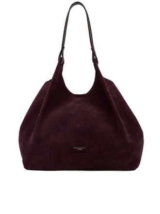 Gianni Chiarini Slouchy Burgundy Suede Tote Bag With Logo Plaque