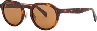 Celine Tortoiseshell Round-frame Sunglasses - Brown