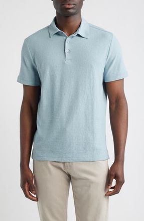 Robert Barakett Newman Textured Cotton Blend Polo in Soft Teal at Nordstrom, Size Xx-Large