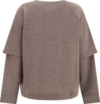 Darkpark Womens Troy Double-Sleeve Cashmere Sweater Brown T-Shirts And Polos