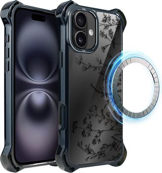 OEM Funda Ibizu Dropguard Ultra Para Iphone 16 Plus Con Magsafe, Color Midnight, Touch Of Flowers